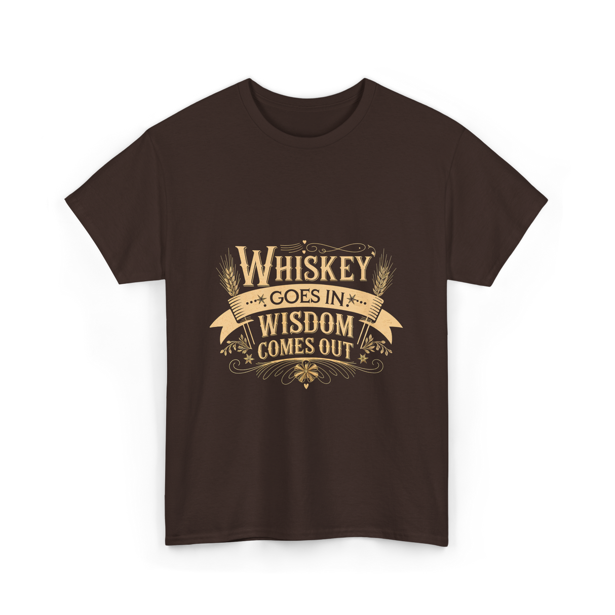 Whiskey Goes In Wisdom Comes Out Drinker T-Shirt - Dark Chocolate