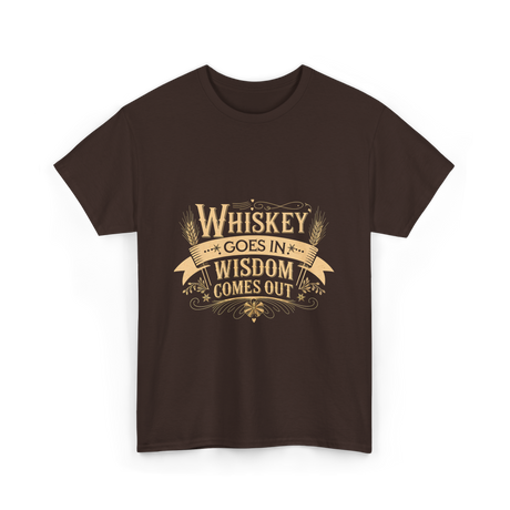 Whiskey Goes In Wisdom Comes Out Drinker T-Shirt - Dark Chocolate