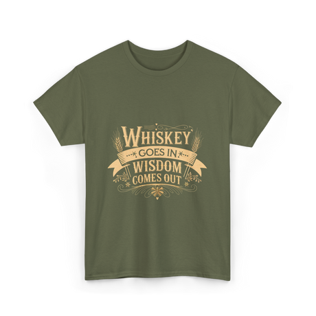 Whiskey Goes In Wisdom Comes Out Drinker T-Shirt - Military Green