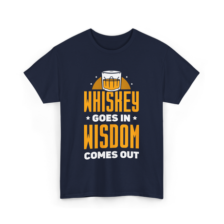 Whiskey Goes In Wisdom Drinking T-Shirt - Navy