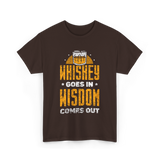 Whiskey Goes In Wisdom Drinking T-Shirt - Dark Chocolate