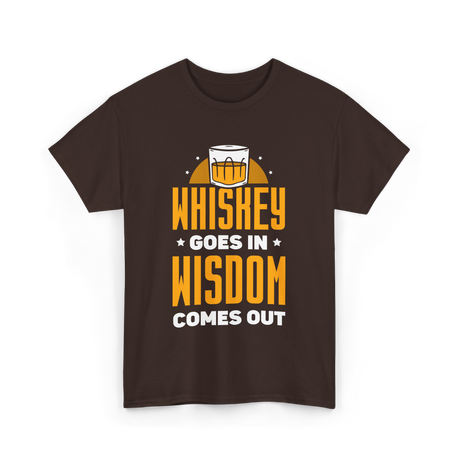 Whiskey Goes In Wisdom Drinking T-Shirt - Dark Chocolate