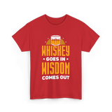 Whiskey Goes In Wisdom Drinking T-Shirt - Red