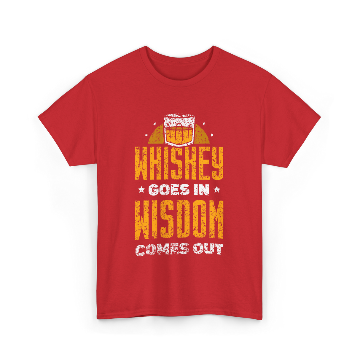 Whiskey Goes In Wisdom Drinking T-Shirt - Red