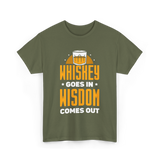 Whiskey Goes In Wisdom Drinking T-Shirt - Military Green