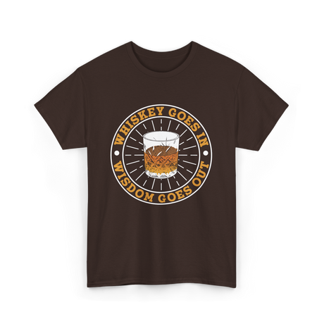 Whiskey Goes In Wisdom Goes Out Whiskey T-Shirt - Dark Chocolate