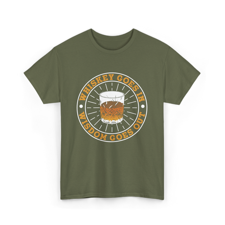 Whiskey Goes In Wisdom Goes Out Whiskey T-Shirt - Military Green