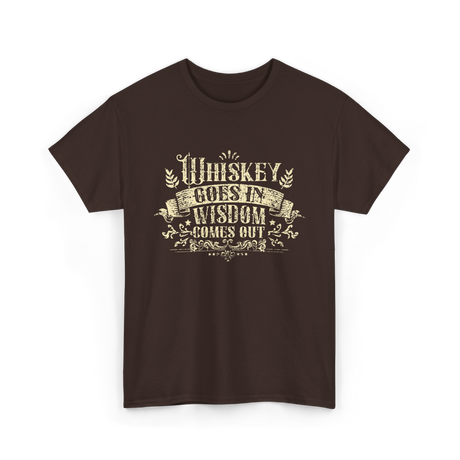 Whiskey Goes In Wisdom T-Shirt - Dark Chocolate