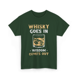 Whisky Goes In Wisdom Drinking T-Shirt - Forest Green