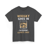 Whisky Goes In Wisdom Drinking T-Shirt - Dark Heather