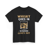 Whisky Goes In Wisdom Drinking T-Shirt - Black