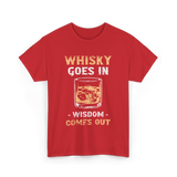 Whisky Goes In Wisdom Drinking T-Shirt - Red