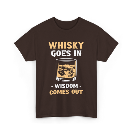 Whisky Goes In Wisdom Whiskey T-Shirt - Dark Chocolate