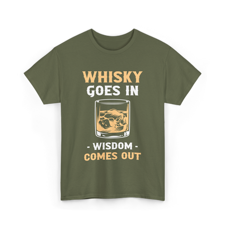 Whisky Goes In Wisdom Whiskey T-Shirt - Military Green