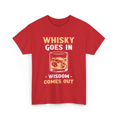 Whisky Goes In Wisdom Whiskey T-Shirt - Red