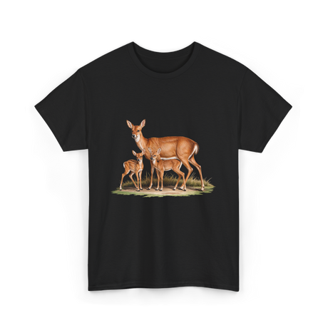 Whitetail Deer Doe Wildlife Art T-Shirt - Black