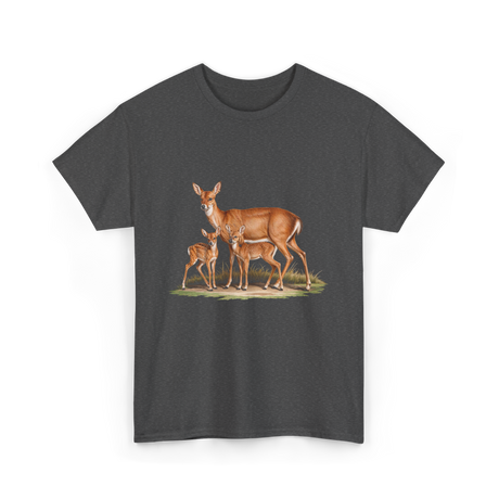 Whitetail Deer Doe Wildlife Art T-Shirt - Dark Heather