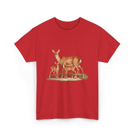 Whitetail Deer Doe Wildlife Art T-Shirt - Red