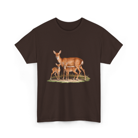 Whitetail Deer Doe Wildlife Art T-Shirt - Dark Chocolate