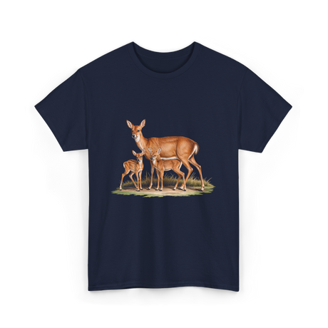 Whitetail Deer Doe Wildlife Art T-Shirt - Navy