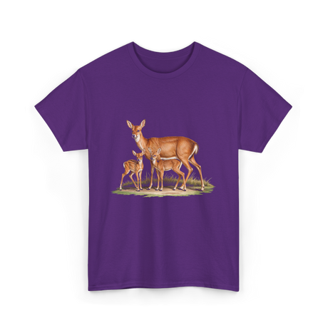 Whitetail Deer Doe Wildlife Art T-Shirt - Purple