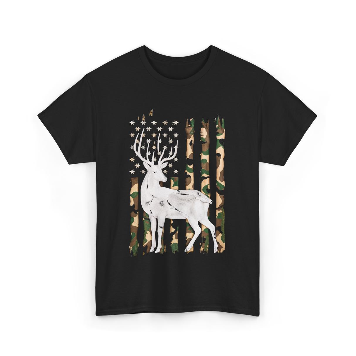 Whitetail Deer Hunting Camouflage T-Shirt - Black