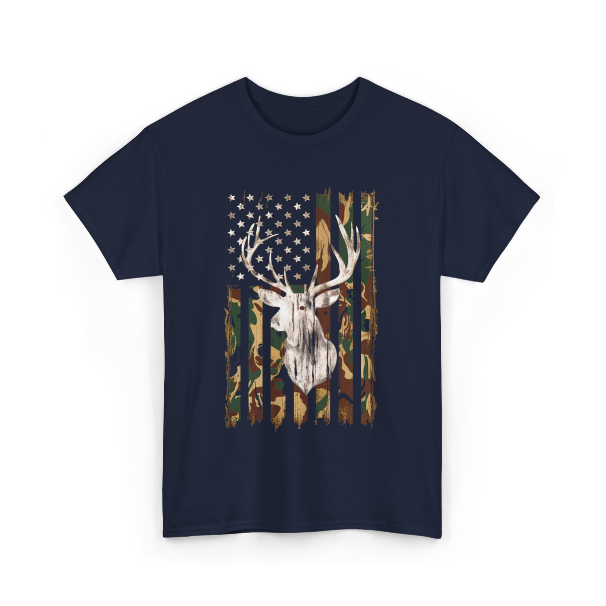 Whitetail Deer Hunting Camouflage T-Shirt - Navy