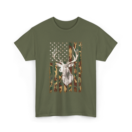 Whitetail Deer Hunting Camouflage T-Shirt - Military Green