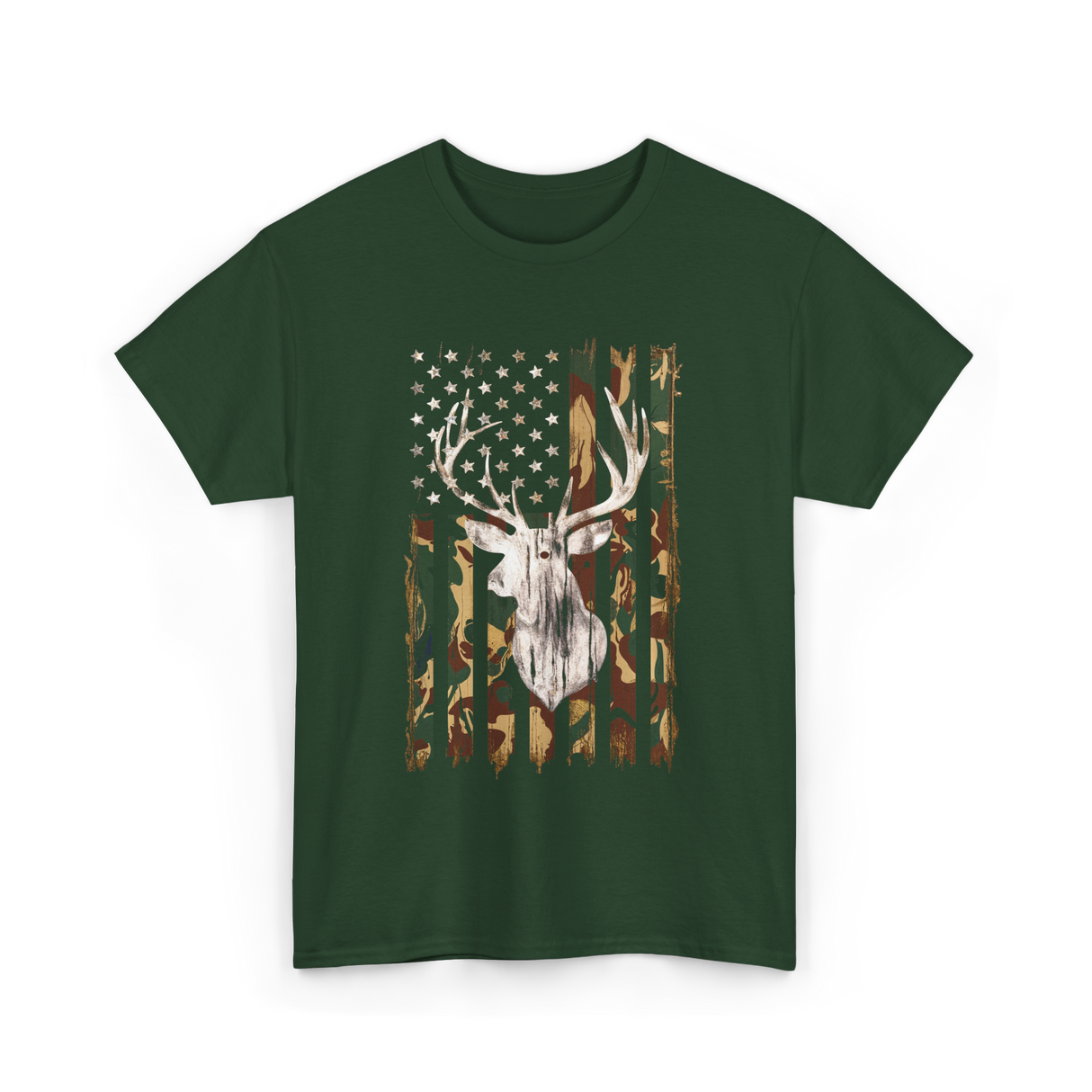 Whitetail Deer Hunting Camouflage T-Shirt - Forest Green