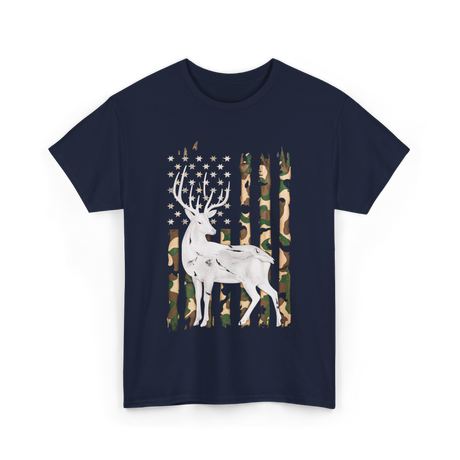 Whitetail Deer Hunting Camouflage T-Shirt - Navy