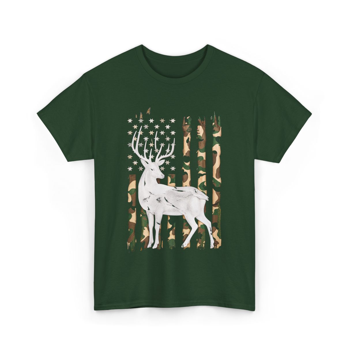 Whitetail Deer Hunting Camouflage T-Shirt - Forest Green