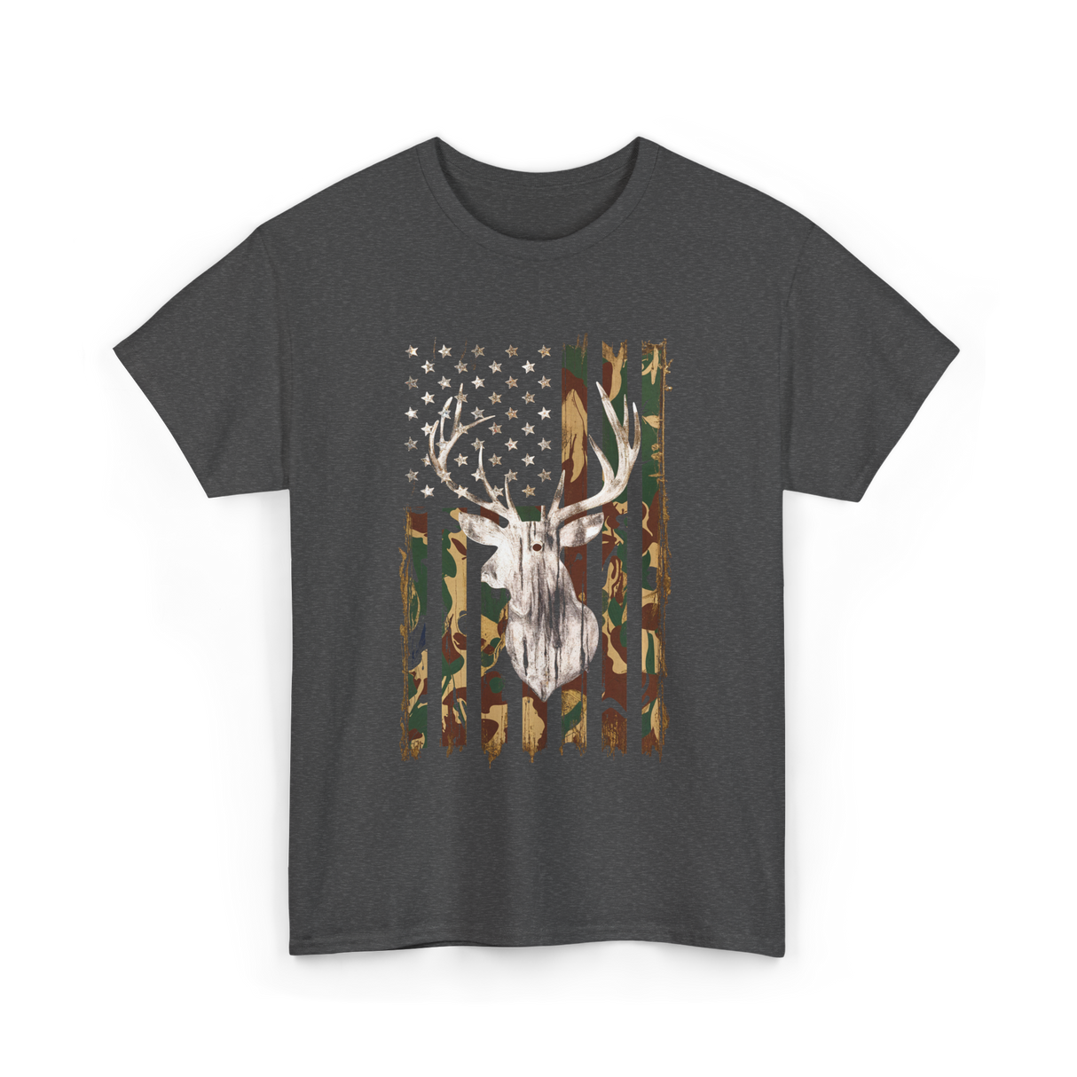 Whitetail Deer Hunting Camouflage T-Shirt - Dark Heather