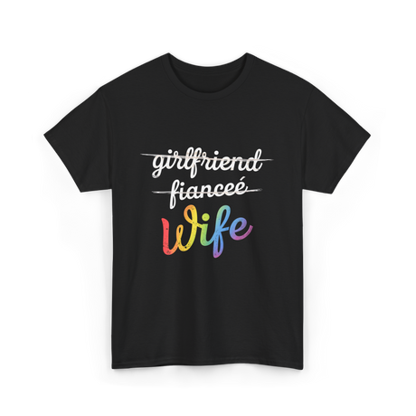 Wife LGBTQ Pride Wedding T-Shirt - Black