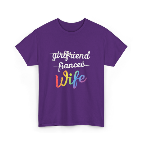 Wife LGBTQ Pride Wedding T-Shirt - Purple