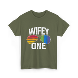 Wifey One Pride Couple T-Shirt - Military Green