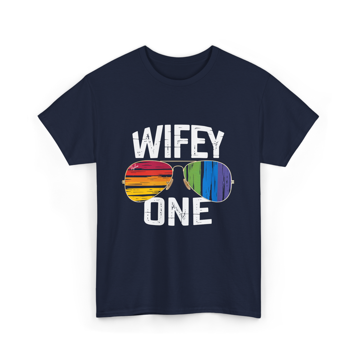 Wifey One Pride Couple T-Shirt - Navy