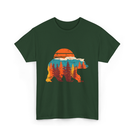 Wild Bear Sunset Nature T-Shirt - Forest Green