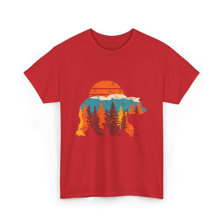 Wild Bear Sunset Nature T-Shirt - Red