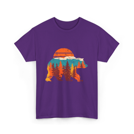 Wild Bear Sunset Nature T-Shirt - Purple