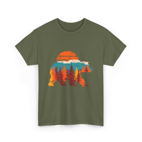 Wild Bear Sunset Nature T-Shirt - Military Green