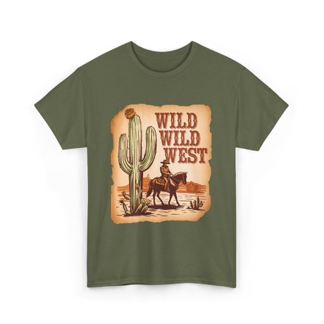 Wild Wild West Western Cowboy T-Shirt - Military Green