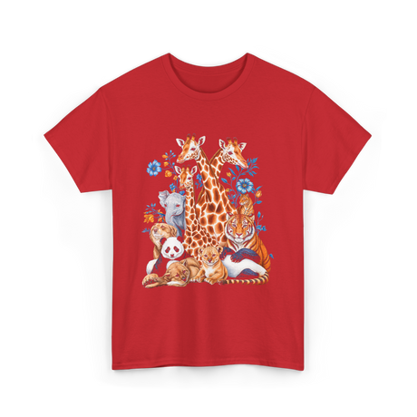 Wildlife Animals Safari T-Shirt - Red