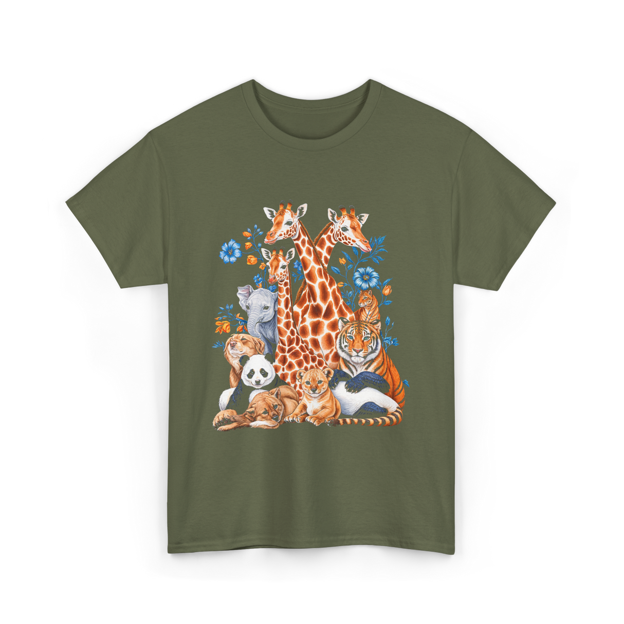 Wildlife Animals Safari T-Shirt - Military Green