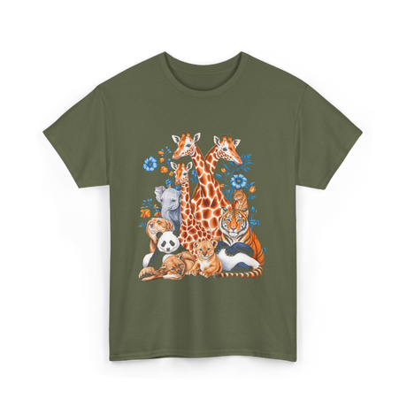 Wildlife Animals Safari T-Shirt - Military Green