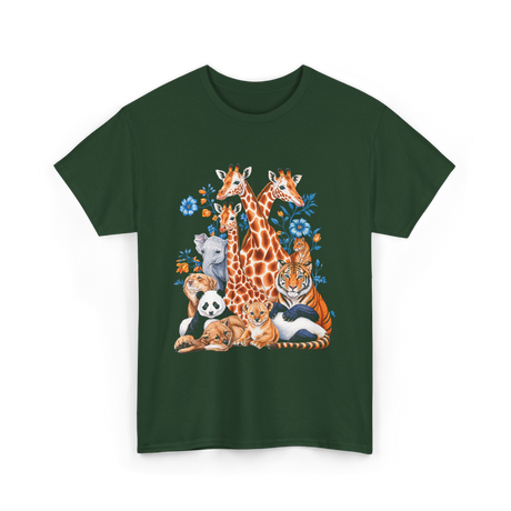 Wildlife Animals Safari T-Shirt - Forest Green