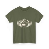 Wildlife Mountains Nature Deer T-Shirt - Military Green