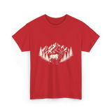 Wildlife Mountains Nature Deer T-Shirt - Red