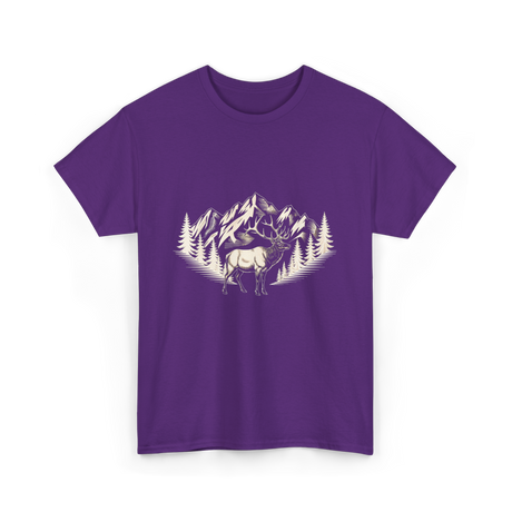 Wildlife Mountains Nature Deer T-Shirt - Purple