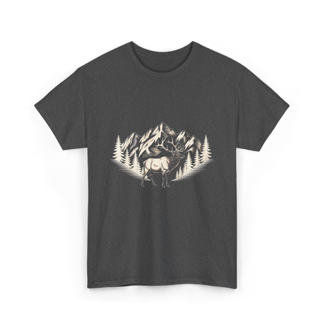 Wildlife Mountains Nature Deer T-Shirt - Dark Heather