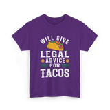 Will Give Legal Advice Taco T-Shirt - Purple